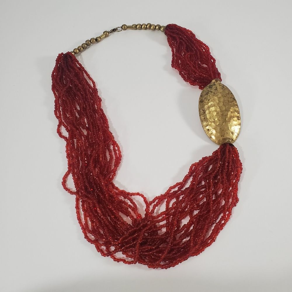 Beaded red and gold necklace‎